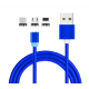 Кабель Магнитный USB-кабель для зарядки смартфона с 3-мя разъемами. Синий.