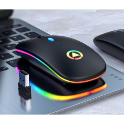 Перезаряжаемая беспроводная мышь, 7 цветов, светодиодный, подсветка, бесшумная мышь, USB оптическая игровая мышь для компьютера, настольного компьютера, ноутбука, ПК, игры, геймера