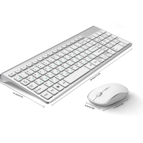 Русская версия 2,4g Беспроводная клавиатура и мышь, эргономика, портативный полный размер, USB интерфейс, высокая мода серебристо-белый